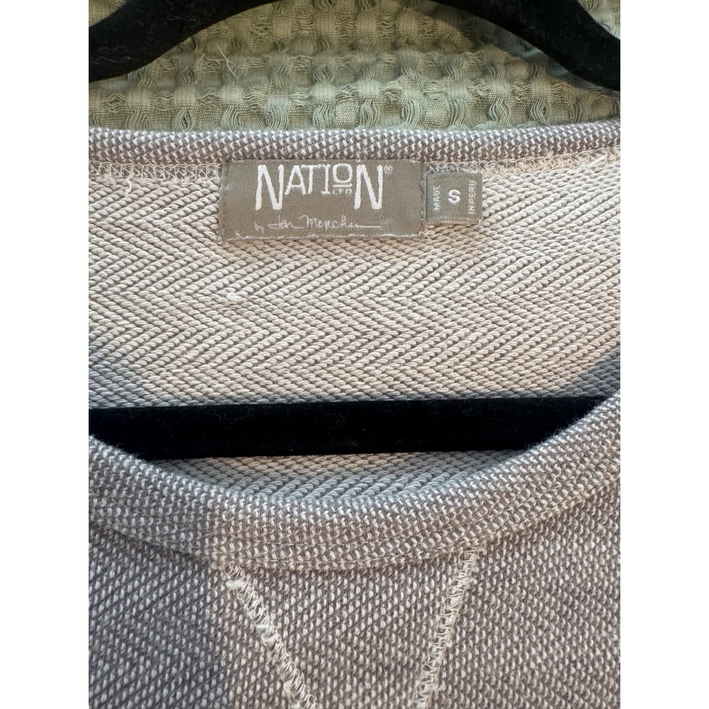 Nation LTD Jen Menchaca Grey Herringbone Raw Hem Sweatshirt Womens Small Peru - Picture 6 of 9